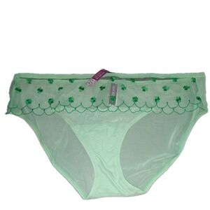 NWT Adore Me Panties 1X Green Shamrock Embroidery Mesh St Patricks Day